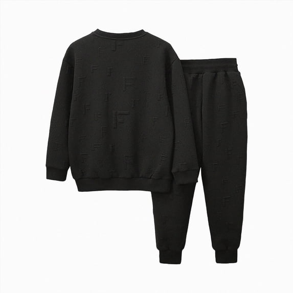 NOLDARES 2pcs Toddler Baby Boy Fall Winter Clothes Print Long Sleeve Sweatshirt Tops Casual Pants Set Little Kids Outfits Clothing(Black,4-5 Y)