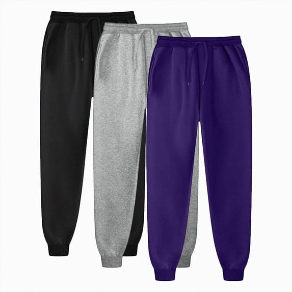 NOLDARES 3 Pack Baggy Sweatpants for Men Casual Pants Elastic Waist Athletic Workout Jogger Sweat,Purple,XL