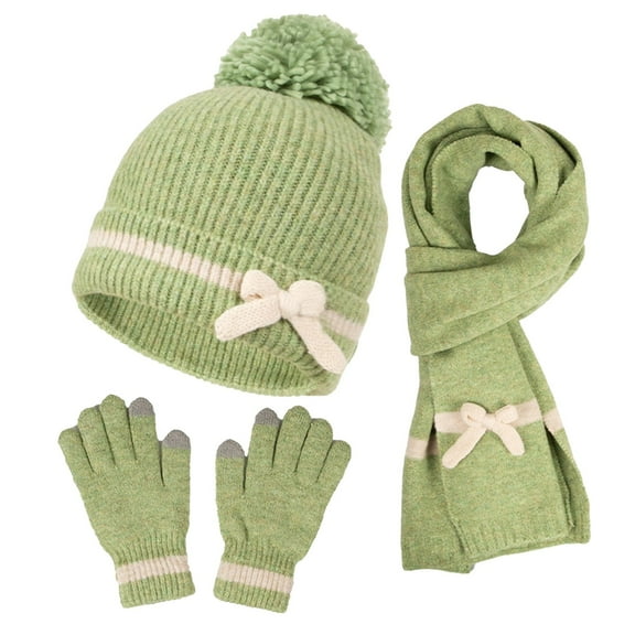 NOLDARES 3 Pieces Winter Beanie Hat Scarf Touch Screen Warm Gloves Set Knit Cap for Men and Women(Green,One Size)