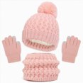 thumbnail image 1 of NOLDARES 3Pcs Kids Hat Scarf and Snow Gloves Set, Winter Knit Warm Soft Pom-Pom Beanie Outdoor for Boys Girls and Toddlers(M003-Pink), 1 of 4