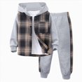 thumbnail image 1 of NOLDARES 4 Y 2Pcs Boys Clothes Sweatsuit Set Hoodie Flannel Plaid Shirt and Jogger Pants for Kids Fall Winter Spring Outfits, 1 of 8