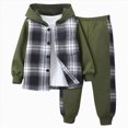 thumbnail image 1 of NOLDARES 6 Y 2Pcs Boys Clothes Sweatsuit Set Hoodie Flannel Plaid Shirt and Jogger Pants for Kids Fall Winter Spring Outfits, 1 of 4