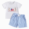 thumbnail image 1 of NOLDARES American Flag Toddler Baby Boy 4th of July Outfit Short Sleeve T-Shirt and Elastic Waist Shorts Print Tee 2Pcs Summer Clothes(Blue,3-4 Y), 1 of 8