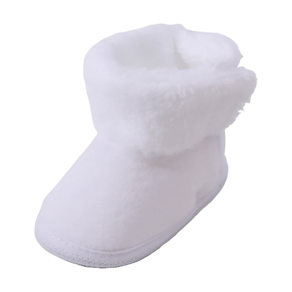 NOLDARES Baby Booties Boys Girls Non-Slip Soft Sole Boots Toddler First Walkers Warm Sock Shoes(White,9-12 Months)