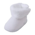thumbnail image 1 of NOLDARES Baby Boots for Toddler Boys Girls Ankle Warm Suede Plush Lining House Slippers Little Kids Winter Shoes for Indoor Outdoor Walking(White,6-9 Months), 1 of 9
