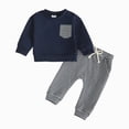 thumbnail image 1 of NOLDARES Baby Boy Fall Winter Clothes 2 Piece Cotton Graphic Sweatshirt Tops Cotton Joggers Pants Toddler Outfits Clothing(Blue,6-12 M), 1 of 4