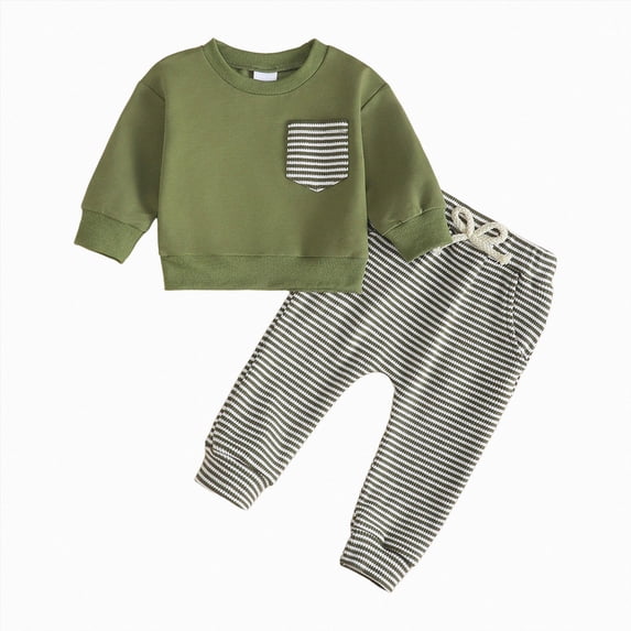 NOLDARES Baby Boy Fall Winter Clothes 2 Piece Cotton Graphic Sweatshirt Tops Cotton Joggers Pants Toddler Outfits Clothing(Green,2-3 Y)