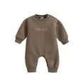 thumbnail image 1 of NOLDARES Baby Boy Girl Fleece Romper Jumpsuit Solid Color Long Sleeve Thick Sweater Onesie Warm Winter Outfit Clothes(Z09-Brown,6-12Months), 1 of 4