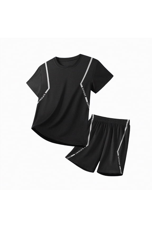 Baby Boy Summer Clothes Short Sleeve Graphic T-Shirt Elastic Shorts Casual Outfit Set Blazer,5-6 Y