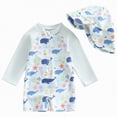 thumbnail image 1 of NOLDARES Baby Boy Swimsuit Sun Protection Rash Guard Swimwear with Swim Cap for Kids(White,12-18 Months), 1 of 6