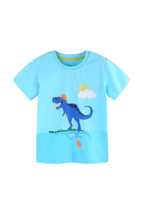 Baby Boys Girls Cotton T-Shirts Solid Color Short Sleeve Tee Summer Crewneck Tops for Toddler Kids(Sky Blue,1-2 Years)