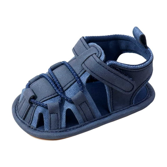 NOLDARES Baby Boys Girls Squeaky Sandals Summer Closed-Toe Anti-Slip Rubber Sole Toddler First Walkers Shoes(Dark Blue,6)