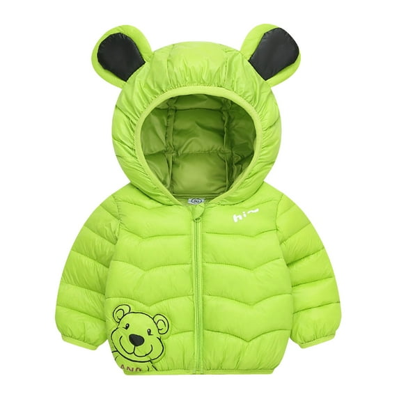 NOLDARES Baby Boys Girls Winter Coats Toddler Bear Hoods Up Jacket Kids Light Puffer Padded Outwear(Z7-Green,3-4 Years)