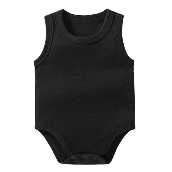 NOLDARES Baby Boys Newborn Cartoon Solid Color Sleeveless Onesie Summer Clothes Summer Outwear (Black,18-24 Months)