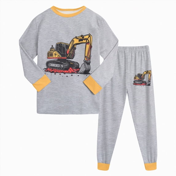 NOLDARES Baby Clothes Boy 6 12 18 24 Months 2T 3T 4T 5T Toddler Fall Winter Outfit Truck Embroidery Sweatshirt + Pants Set Size:6-7 Y,Grey