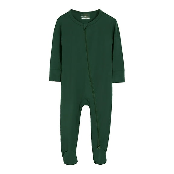 NOLDARES Baby Girl Button Down Pajamas Romper One-Piece Jumpsuit Long Sleeve Sleeper Sleepwear(Dark Green,3-6 Months)