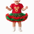 thumbnail image 1 of NOLDARES Baby Girl Christmas Dress Xmas Tree Romper Pompom Star Tutu Dresses Bow Newborn Clothes,Size 3-6 Months, 1 of 9