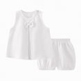 thumbnail image 1 of NOLDARES Baby Girl Clothes Flower Outfits Sleeveless Round Neck Tops Knit Shorts Toddler Girl Summer Clothes(White,4-5 Years), 1 of 9