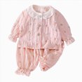 thumbnail image 1 of NOLDARES Baby Girl Clothes Toddler Fall Winter Outfit Ruffles Crewneck Pullover Sweatshirt + Joggers Pants Set 2Pcs(Light Pink,9-12 M), 1 of 5