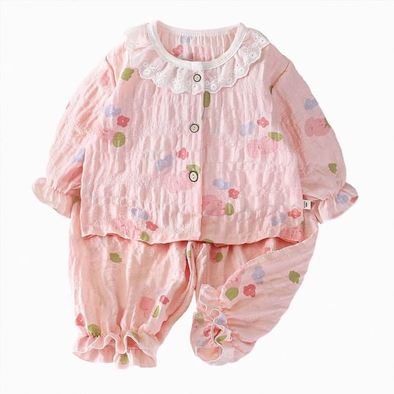 NOLDARES Baby Girl Clothes Toddler Fall Winter Outfit Ruffles Crewneck Pullover Sweatshirt + Joggers Pants Set 2Pcs(Pink,6-7 Y)
