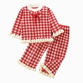 thumbnail image 1 of NOLDARES Baby Girl Cute 2 Piece Clothing Set Long Sleeve Soft Sweatshirt and Elastic Waist Pants Print Outfits Clothes Fall Winter(Red,5-6 Y), 1 of 5