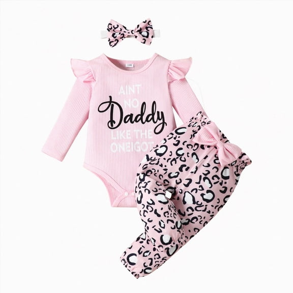 NOLDARES Baby Girl Fall Winter Clothes Newborn Infant Outfits Ribbed Romper Bodysuit Pants 3PC 0 3 6 9 12 18 24 Months(Pink,9-12 M)
