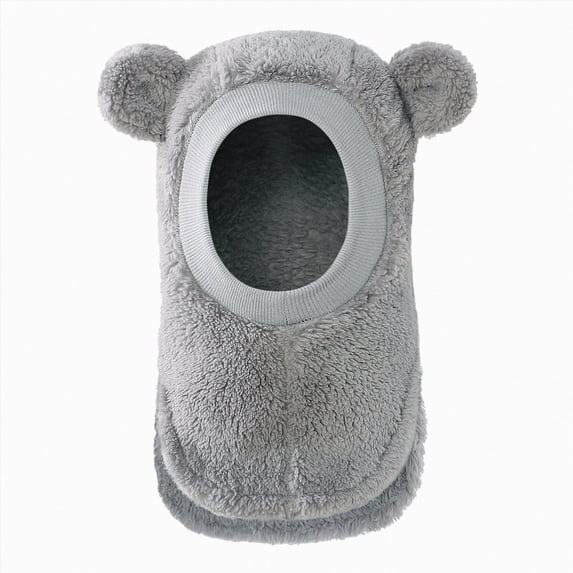 NOLDARES Baby Girls Boys Knitted Balaclava Winter Hat Scarf Toddler Kids Earflap Hood Scarves Caps Fleece Lined(K111-Grey)