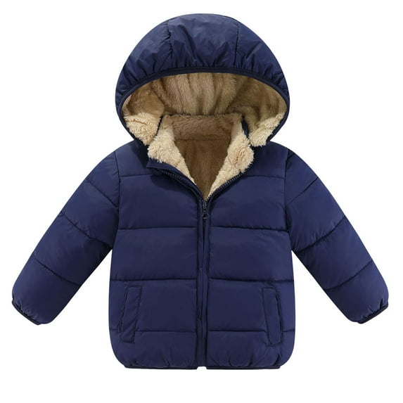 NOLDARES Baby Girls Boys' Winter Jackets With Hooded Toddler Cotton Dress Warm Coat Outer Clothing(Navy,12-18 Months)