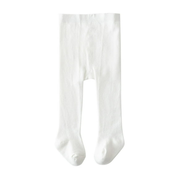 NOLDARES Baby Girls Cable Knitted Tights Full-Footed Seamless Cotton Tights New-born Girls Seamless Leggings(White,9-18 Months)