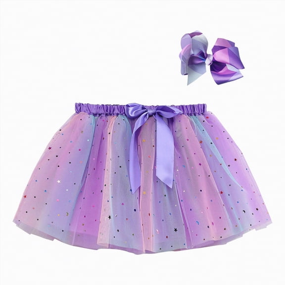 NOLDARES Baby Girls' Cute print Sparkling Sequin Skirt Toddler Layered Tulle 1-8T(Purple,2-4 Years)