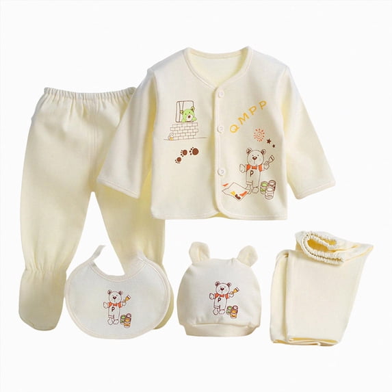 NOLDARES Baby Layette Gift Set For Newborn 5-Pieces Outfits, Infant Gift Sets, Baby Clothes & Newborn Essentials Must-Have(A062-Yellow)