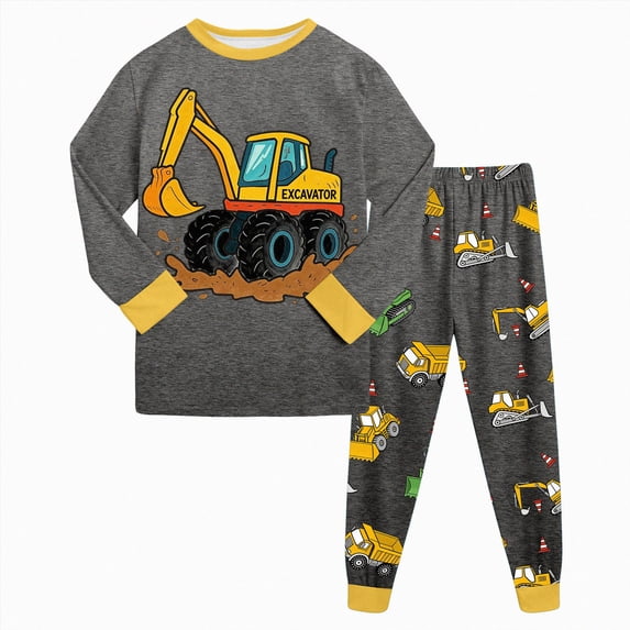 NOLDARES Baby Toddler Boy Fall Winter Outfit Cartoon Embroidery Tops and Plaid Pants Set 2pcs Toddler Boy Spring Fall Winter Clothes Outfits Clothing(Dark Gray,5-6 Y)