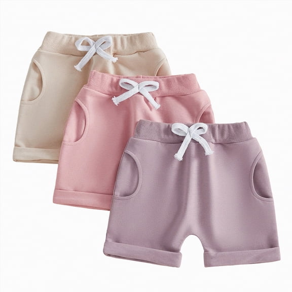 NOLDARES Baby Toddler Boy Shorts Summer Casual Infant Boys Elastic Waist Athletic Fashion Solid Shorts with Pockets(Purple,6-12 Months)