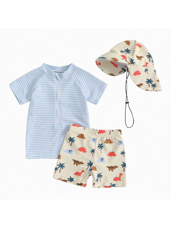 Baby/Toddler Boy Swimsuit Rashguard Swimwear Long/Short Sleeve Two Piece(Blue,0-6 Months)