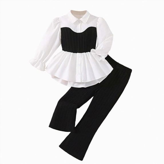NOLDARES Baby Toddler Infant Girl Cartoon2pcs Winter Clothes Long Sleeve Crewneck Sweatshirt and Elastic Waist Pants Outfits Clothing(Black,7-8 Y)