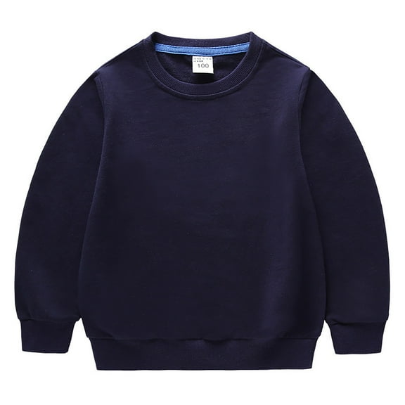 NOLDARES Baby and Toddler Boys Crewneck Sweatshirts Kids Solid Cotton Pullover Hoodie Long Sleeve T-Shirts Tops(Navy,5-6 Years)