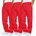 thumbnail image 1 of NOLDARES Baggy Sweatpants Men 3 Pack Lightweight Wide Leg Open Bottom Loose Casual Athletic Gym Pants Drawstring Pockets,Red,L, 1 of 4