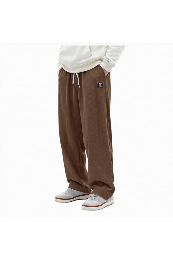 Baggy Sweatpants Men, Men's Lightweight Sweatpants Open Bottom Joggers Sweat Pants Casual Wide Leg Lounge Pants(Brown,L)