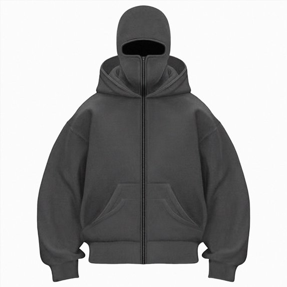 NOLDARES Balaclava Women Zip Hoodie With Face Mask Winter Warm Casual Hoodies Double Layer Hooded Y2K Sports Jacket(T148-Dark Gray,S)
