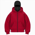 thumbnail image 1 of NOLDARES Balaclava Women Zip Hoodie With Face Mask Winter Warm Casual Hoodies Double Layer Hooded Y2K Sports Jacket(T148-Red,XL), 1 of 5