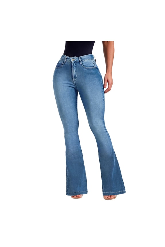 Bell Bottom Jeans for Women High Waisted Stretchy Flare Jeans Wide Leg Jeans Flare Pants for Women(Light Blue,S)