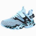 thumbnail image 1 of NOLDARES Boys Athletic Sneakers with Hook & Loop Closure - Lightweight Breathable Knit Mesh Running Shoes for Kids,School Sports Play(Sky Blue,3.5), 1 of 9