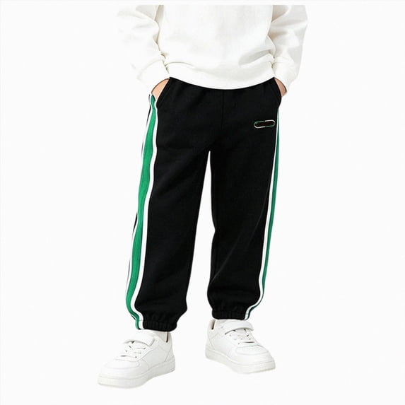 NOLDARES Boys Baggy Sweatpants Straight Wide Leg Joggers Drawstring Waisted Sweat Pants with Pockets(W122-Black)