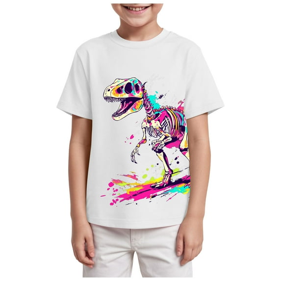 NOLDARES Boys Basic Tees 5-16 Years Cotton Short Sleeve Crewneck T Shirts Teen Boys Summer Clothes(White,3-4 Years)