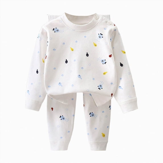 NOLDARES Boys' Cartoon Car Printed Long Sleeve Pajama Set 2-Piece Winter Soft Cozy Kids Sleepwear Loungewear 6-12 Months 12-24 Months 2t 3t 4t 5t 6t 7t 8t 9t Children,Beige,9-12 M