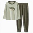 thumbnail image 1 of NOLDARES Boys Cotton Pajamas Long Sleeve Toddler Boys Pjs Kids Sleepwear Sets,Green,7-8 Y, 1 of 6