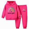 thumbnail image 1 of NOLDARES Boys Girls 2 Piece Graphic PrintHoodie & Jogger Pants Sweatsuit Quick-Dry,Warm Yet Breathable for School & Sports(Y148-Hot Pink), 1 of 7