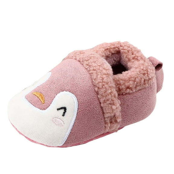 NOLDARES Boys Girls Cozy House Slippers Warm Plush Winter Cotton Slipper Kids Cute Dinosaur Indoor Shoes Non-Slip(Pink,13)