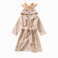 thumbnail image 1 of NOLDARES Boys Girls Fleece Hooded Robes, Warm Printed Bath Robe for Kids Soft Fuzzy Bathrobe for Gifts(H322-Khaki), 1 of 9