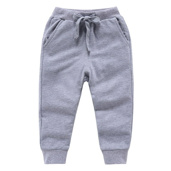 NOLDARES Boys Girls Joggers Cargo Pants with Zipper Pockets Elastic Waist School Casual Trousers(Grey,18-24 Months)